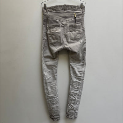 BORIS BIDJAN SABERI P-13 FADED SILVER J-CUT JEANS