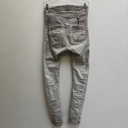11 BY BORIS BIDJAN SABERI FADED SILVER J-CUT JEANS