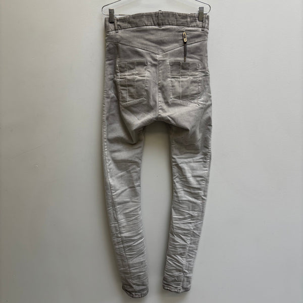 11 BY BORIS BIDJAN SABERI FADED SILVER J-CUT JEANS