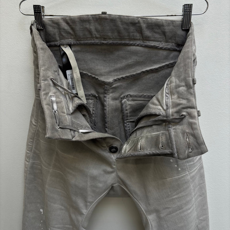 11 BY BORIS BIDJAN SABERI FADED SILVER J-CUT JEANS