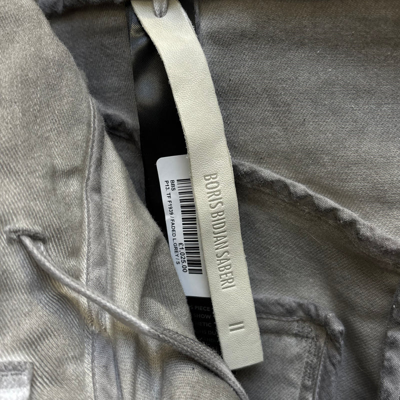 11 BY BORIS BIDJAN SABERI FADED SILVER J-CUT JEANS