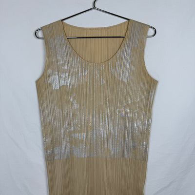 00s Issey Miyake Pleats Please Pale Print Dress