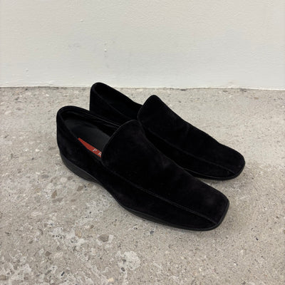 00' Prada Black Suede Loafers