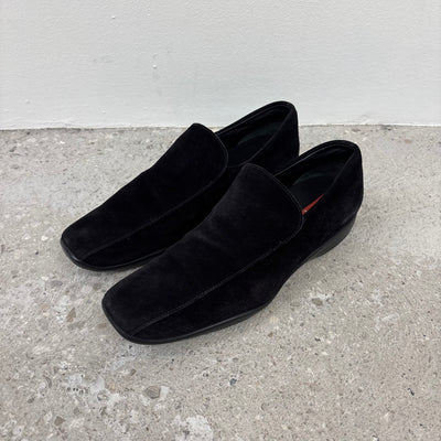 00' Prada Black Suede Loafers
