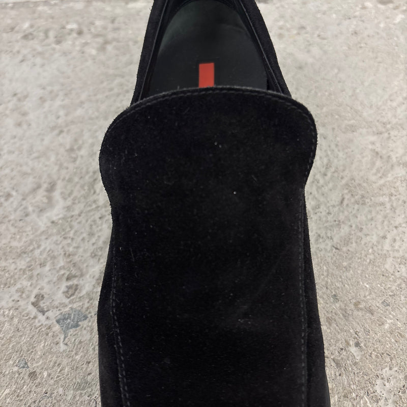00' Prada Black Suede Loafers