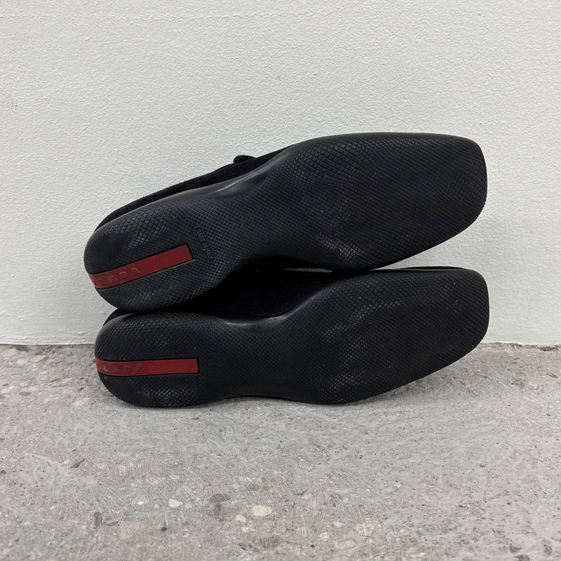 00' Prada Black Suede Loafers