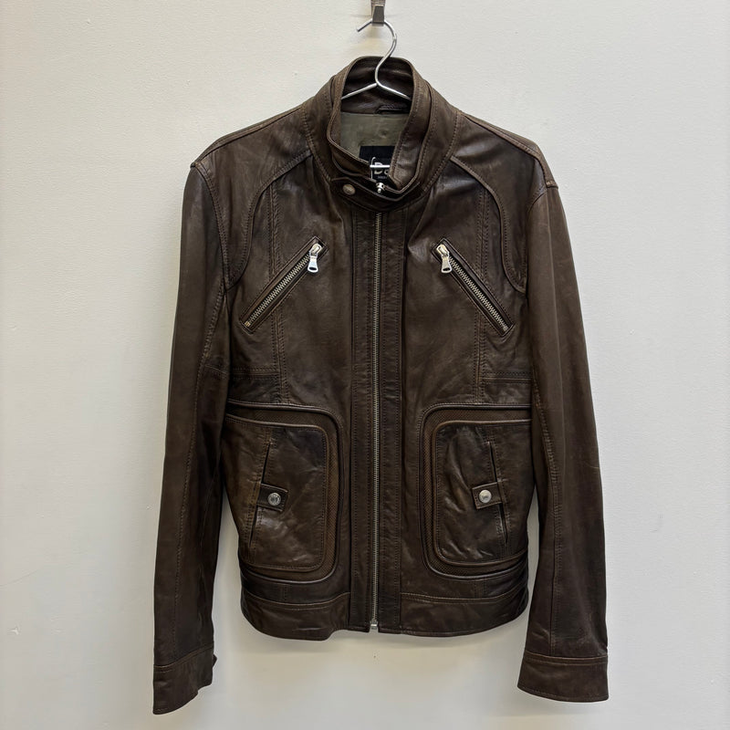 00s Dolce & Gabbana Multi-Pocket Brown Leather Jacket
