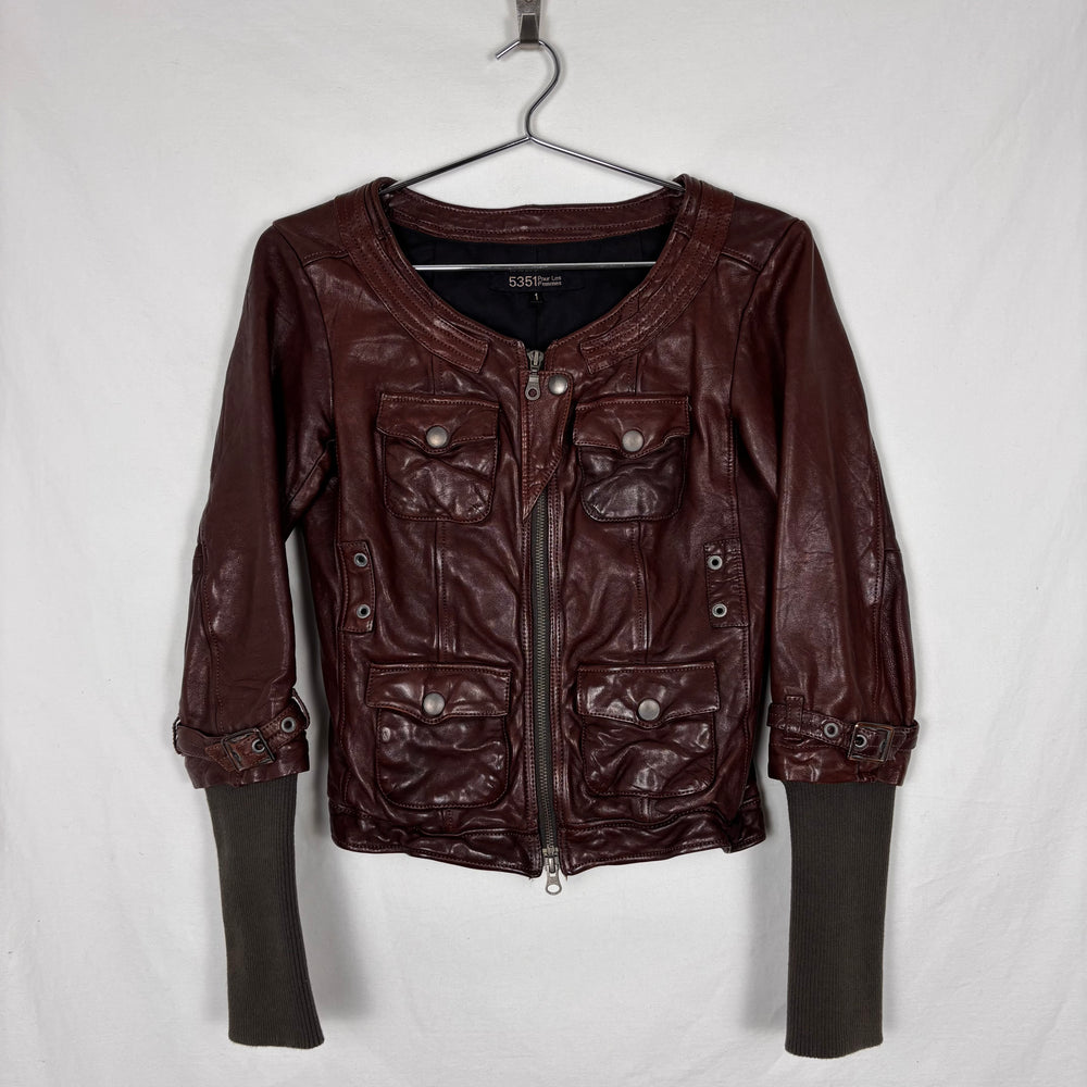 5351 Pour Les Femmes Cropped Leather Jacket