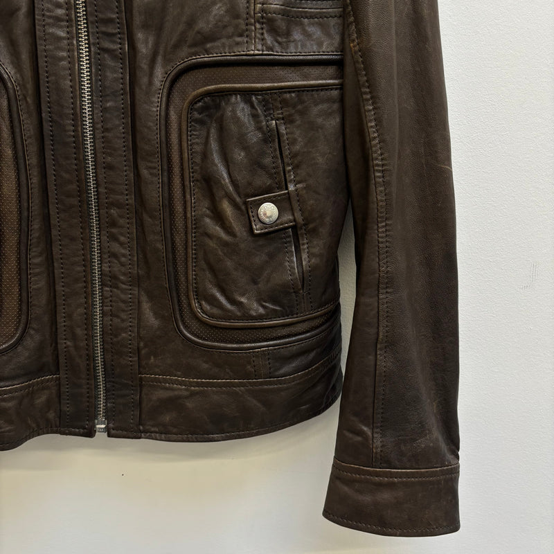 00s Dolce & Gabbana Multi-Pocket Brown Leather Jacket