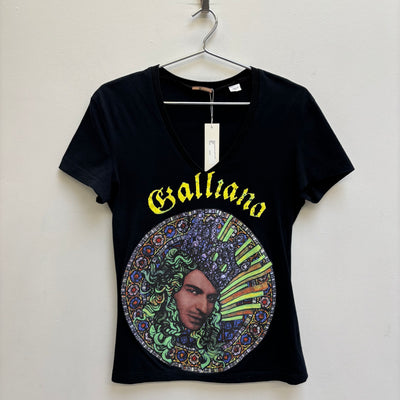 John Galliano Graphic V-Neck T-Shirt