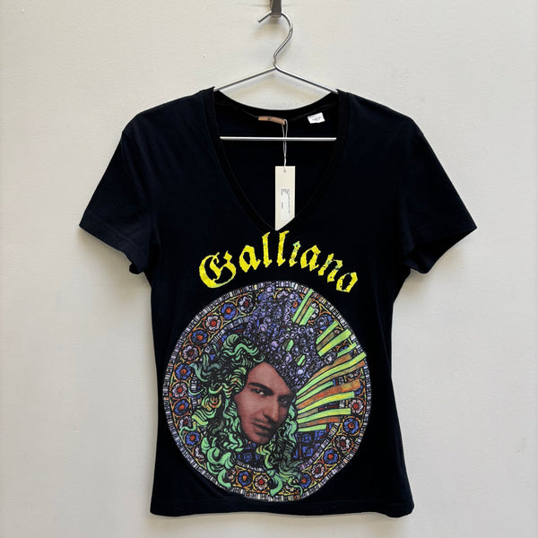John Galliano Graphic V-Neck T-Shirt