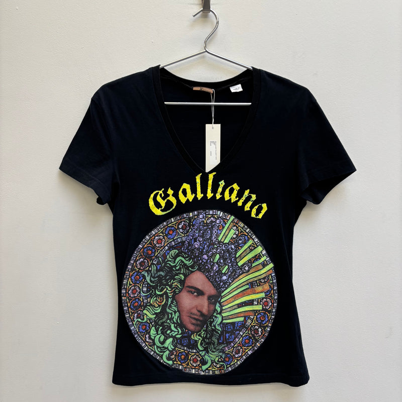 John Galliano Graphic V-Neck T-Shirt