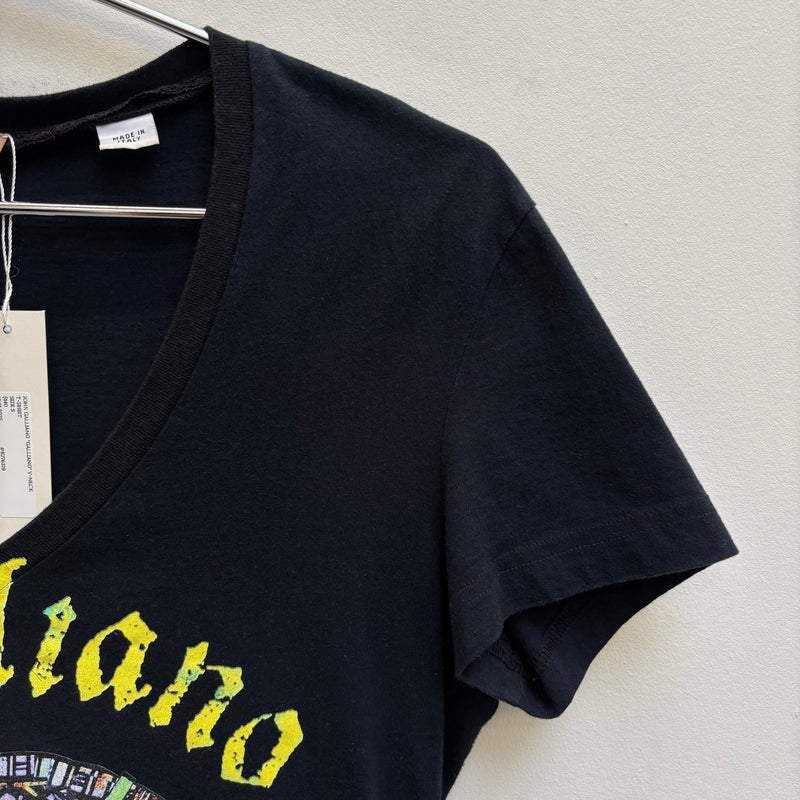 John Galliano Graphic V-Neck T-Shirt