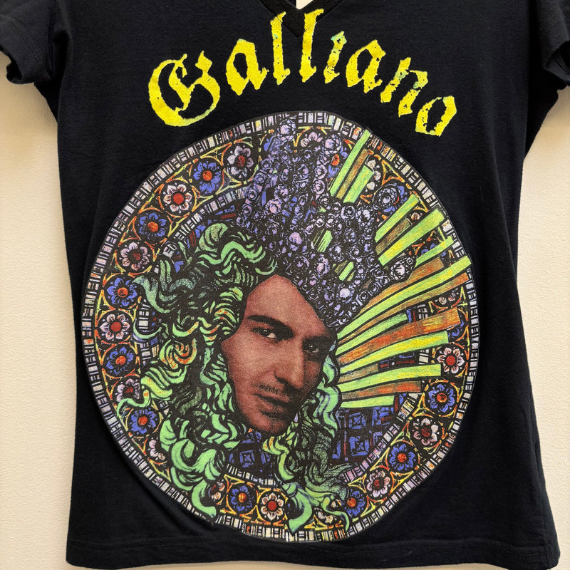 John Galliano Graphic V-Neck T-Shirt