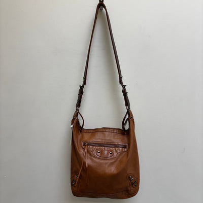 00s Balenciaga Brown Leather Crossbody Bag