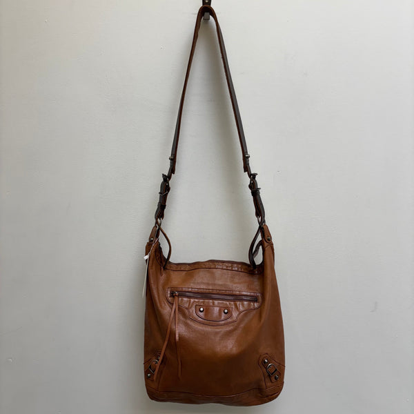 00s Balenciaga Brown Leather Crossbody Bag