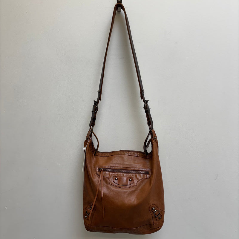 00s Balenciaga Brown Leather Crossbody Bag