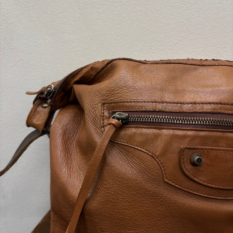 00s Balenciaga Brown Leather Crossbody Bag