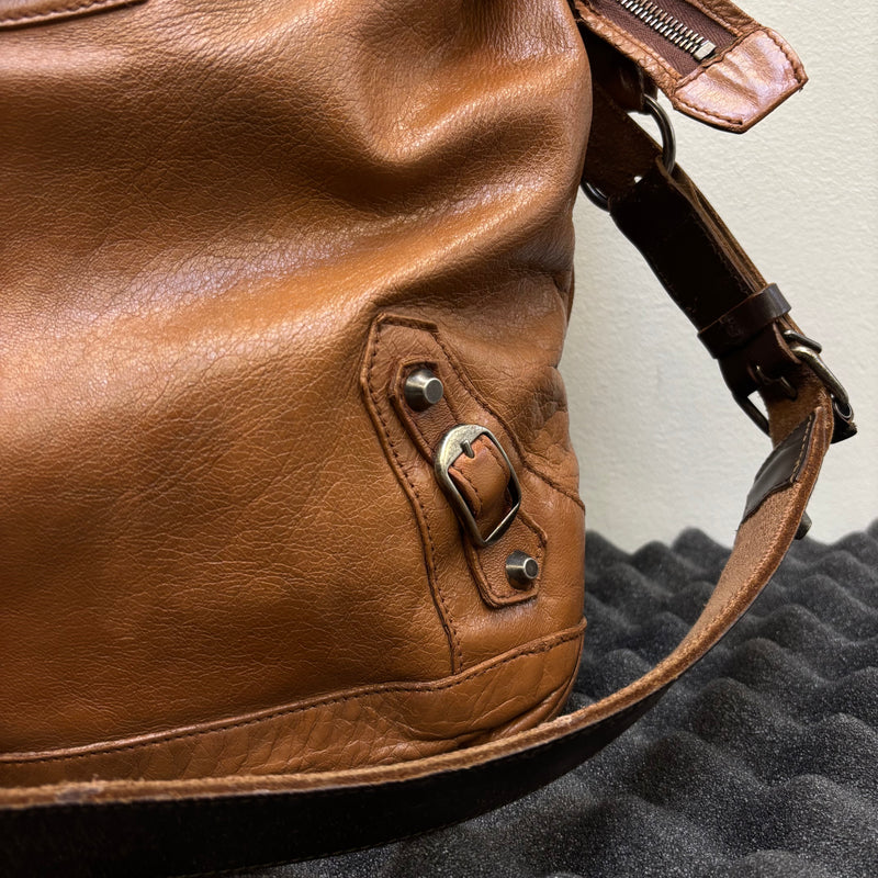 00s Balenciaga Brown Leather Crossbody Bag