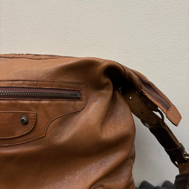 00s Balenciaga Brown Leather Crossbody Bag