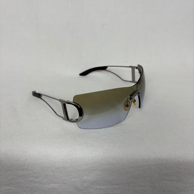 00s Dior Diorly 2 Shield Metal Sunglasses By Galliano