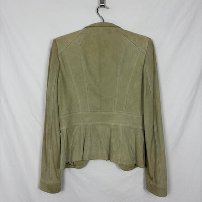 SS99 Gucci By Tom Ford Ruffle Tie Front Suede Leather Jacket