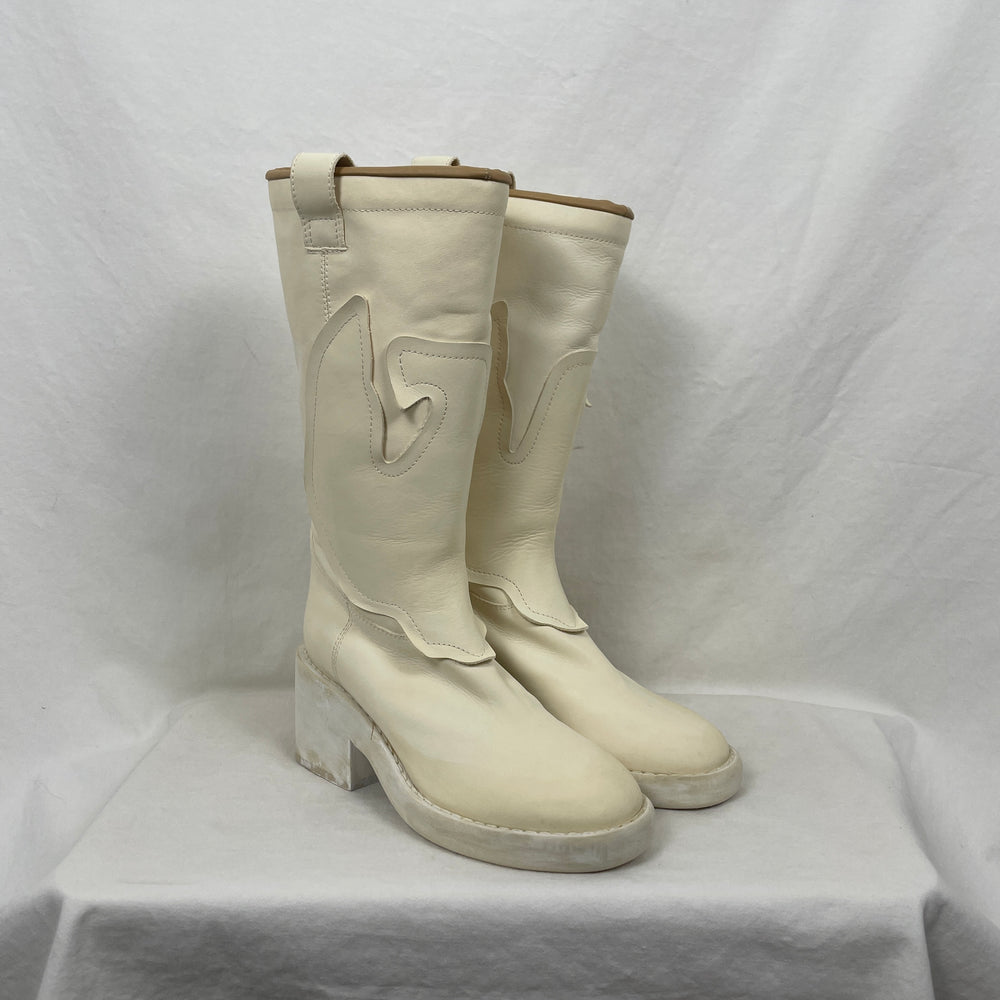 Maison Margiela MM6 Western Boots In Ivory