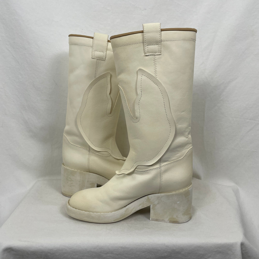 Maison Margiela MM6 Western Boots In Ivory