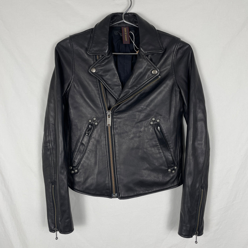 Mihara Yasuhiro Cropped Biker Leather Jacket