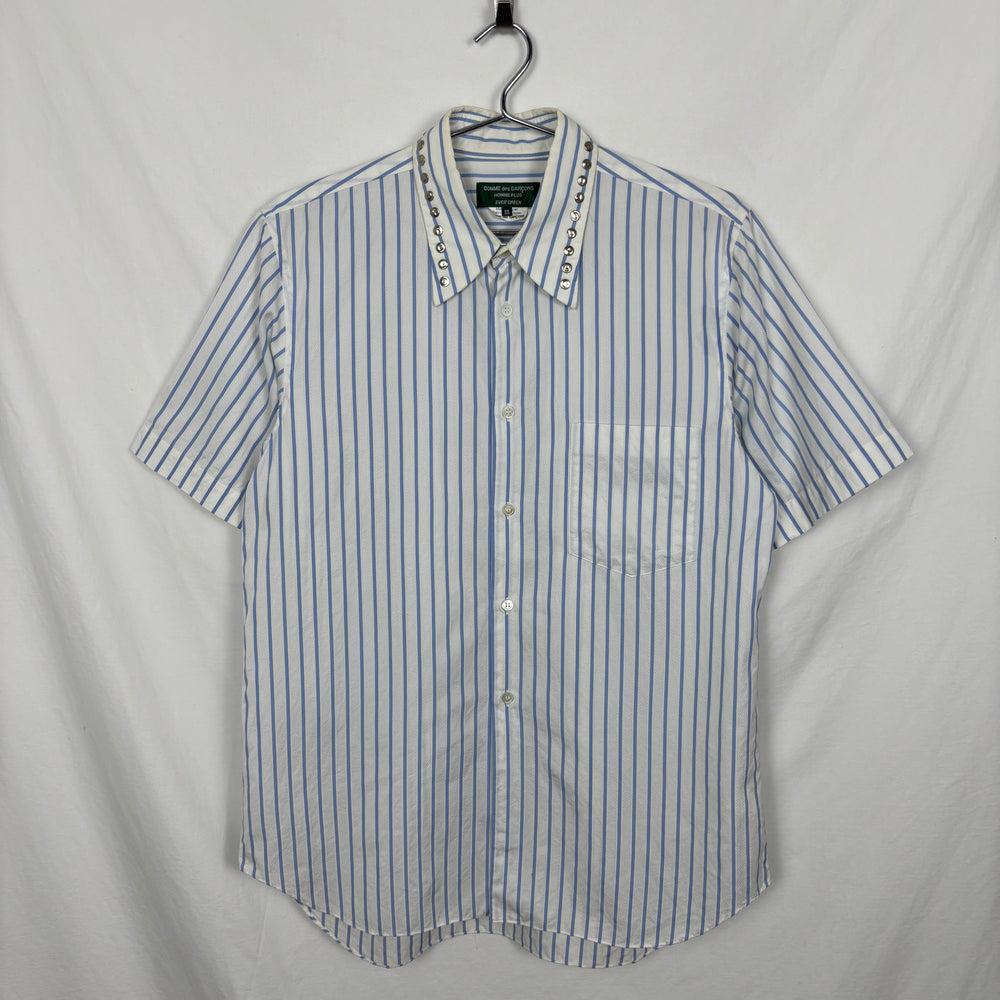 Comme Des Garçons Studded Collar Striped Blouse
