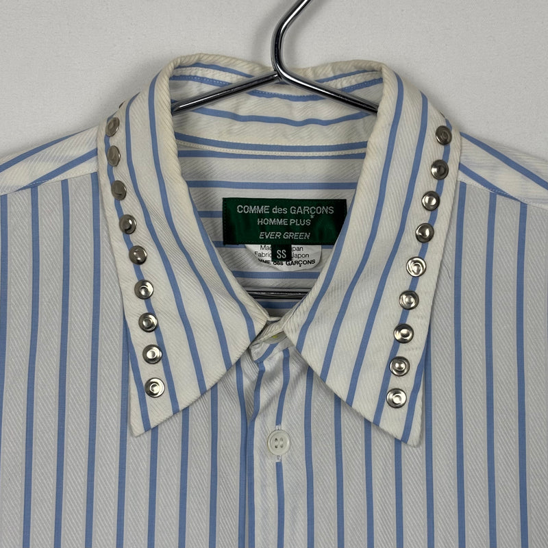 Comme Des Garçons Studded Collar Striped Blouse