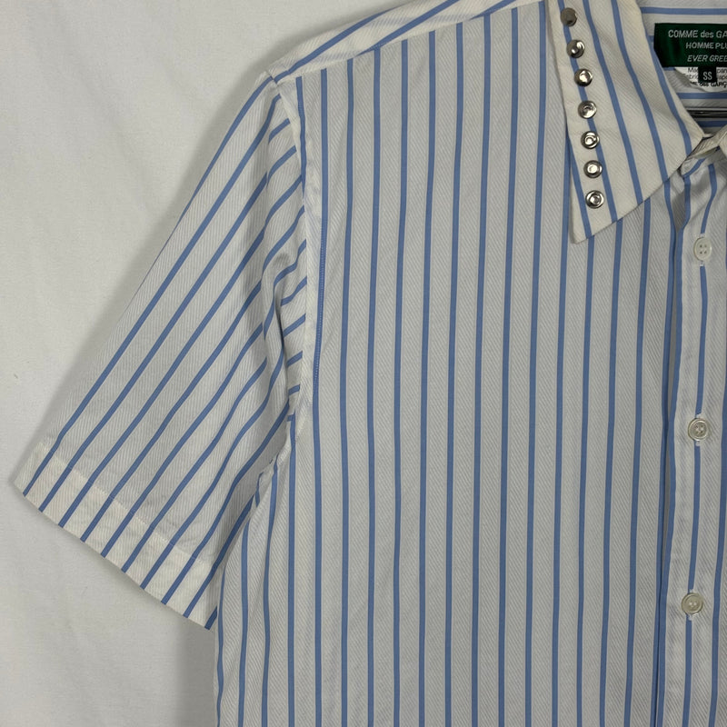 Comme Des Garçons Studded Collar Striped Blouse