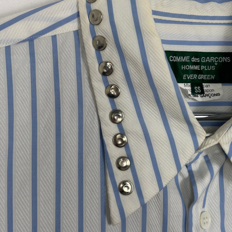 Comme Des Garçons Studded Collar Striped Blouse