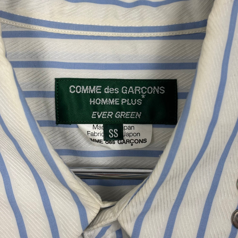 Comme Des Garçons Studded Collar Striped Blouse