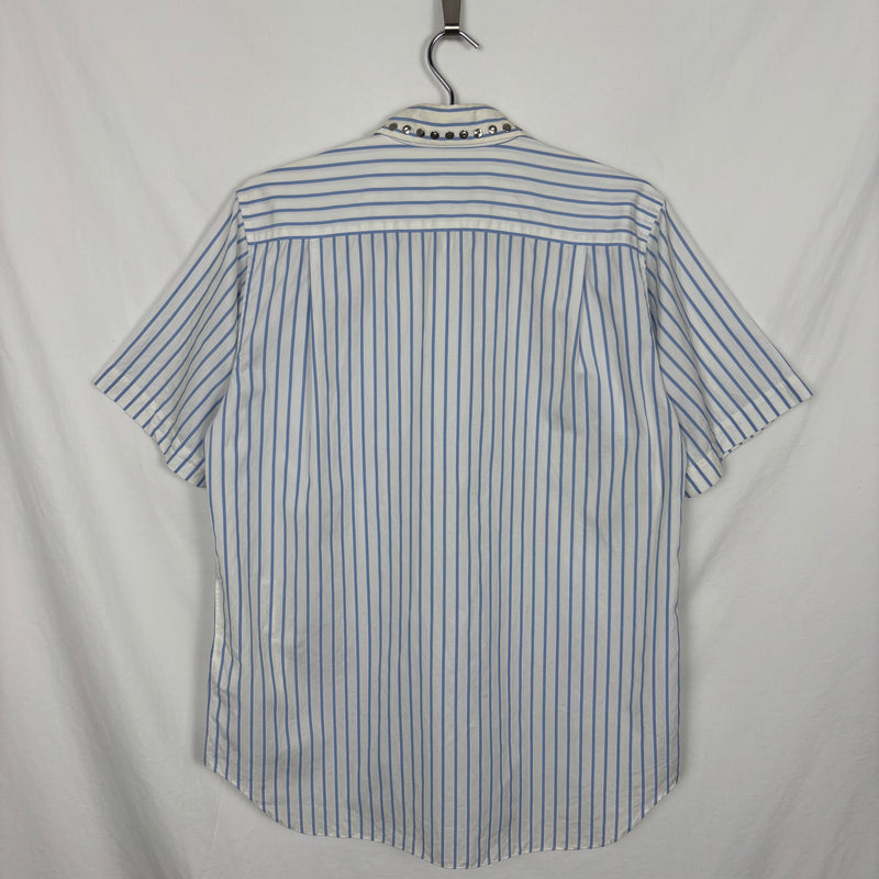 Comme Des Garçons Studded Collar Striped Blouse