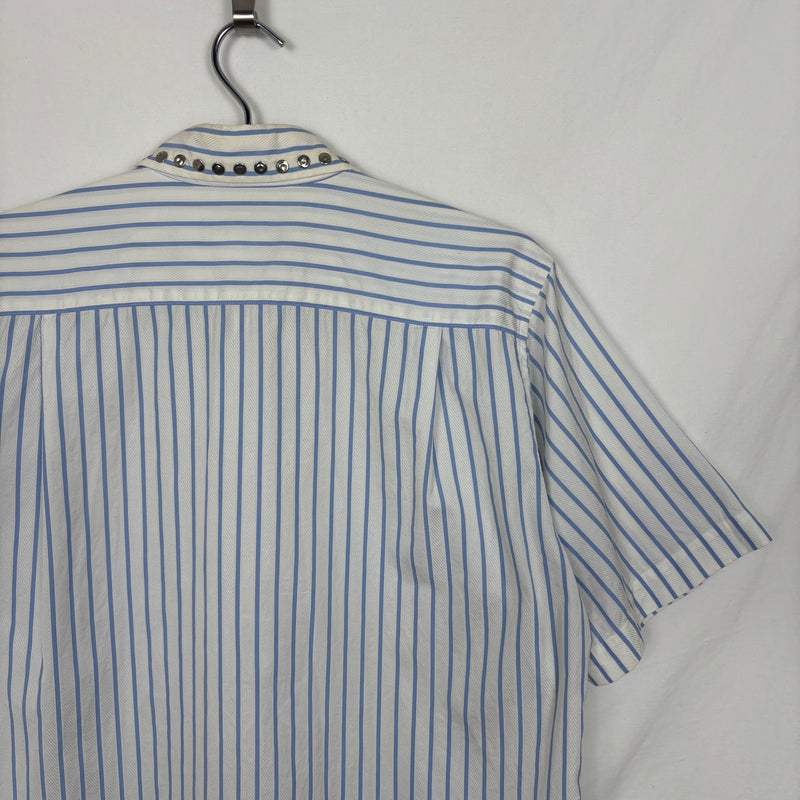 Comme Des Garçons Studded Collar Striped Blouse