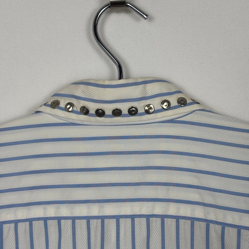 Comme Des Garçons Studded Collar Striped Blouse