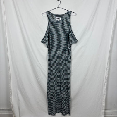 Maison Margiela Cold Shoulder Striped Maxi Dress