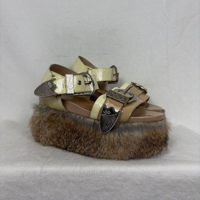 Mihara Yasuhiro Fur Trim Chunky Sandals