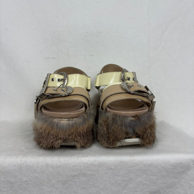 Mihara Yasuhiro Fur Trim Chunky Sandals