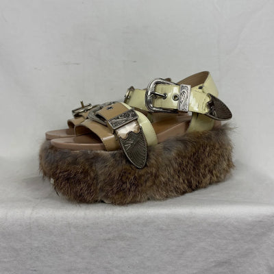 Mihara Yasuhiro Fur Trim Chunky Sandals