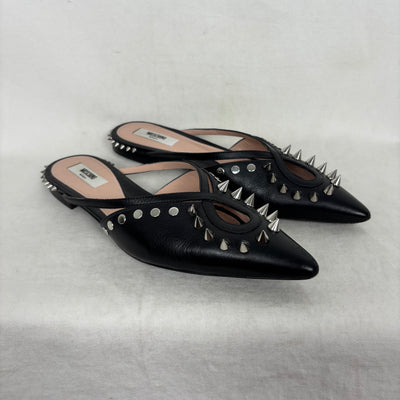 Moschino Pointed Studded Slingback Flats (Size 37)