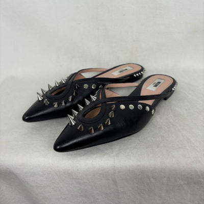 Moschino Pointed Studded Slingback Flats (Size 37)