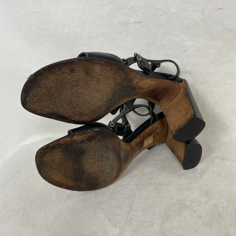 Miu Miu Beaded Leather Sandal Heels