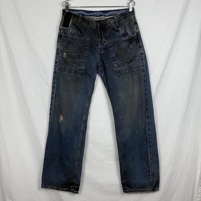 00s Rick Owens Slab Waxed Distressed Mudwash Jeans