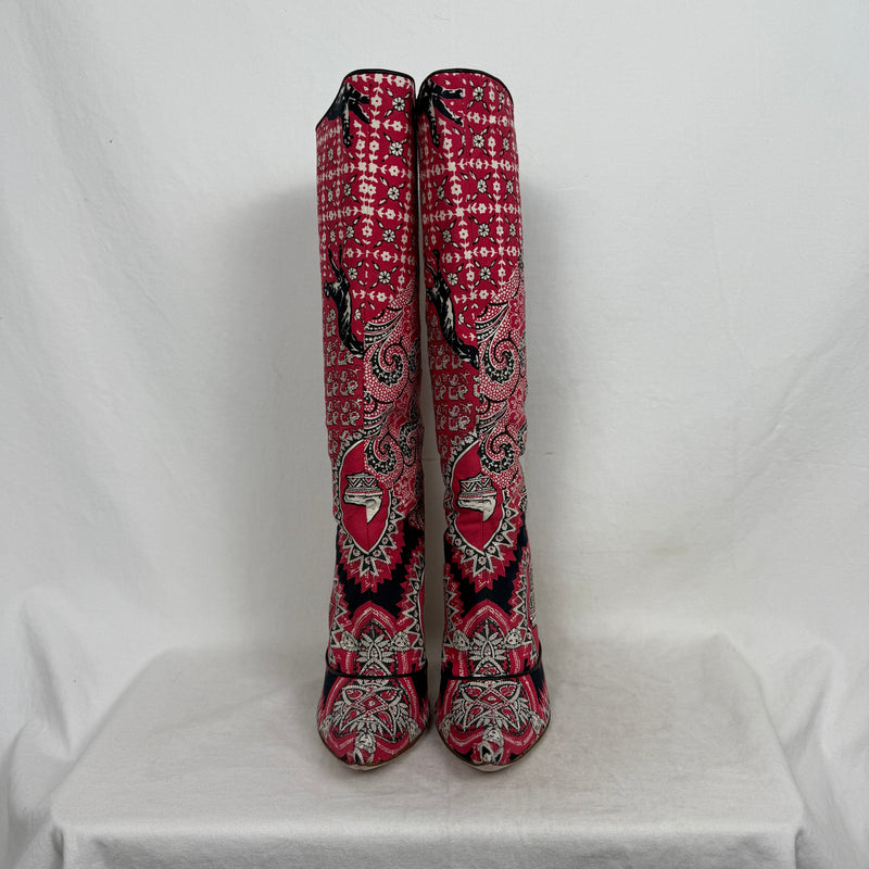 SS12 Miu Miu Folk Pattern Heel Boots