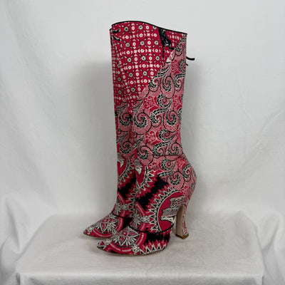 SS12 Miu Miu Folk Pattern Heel Boots