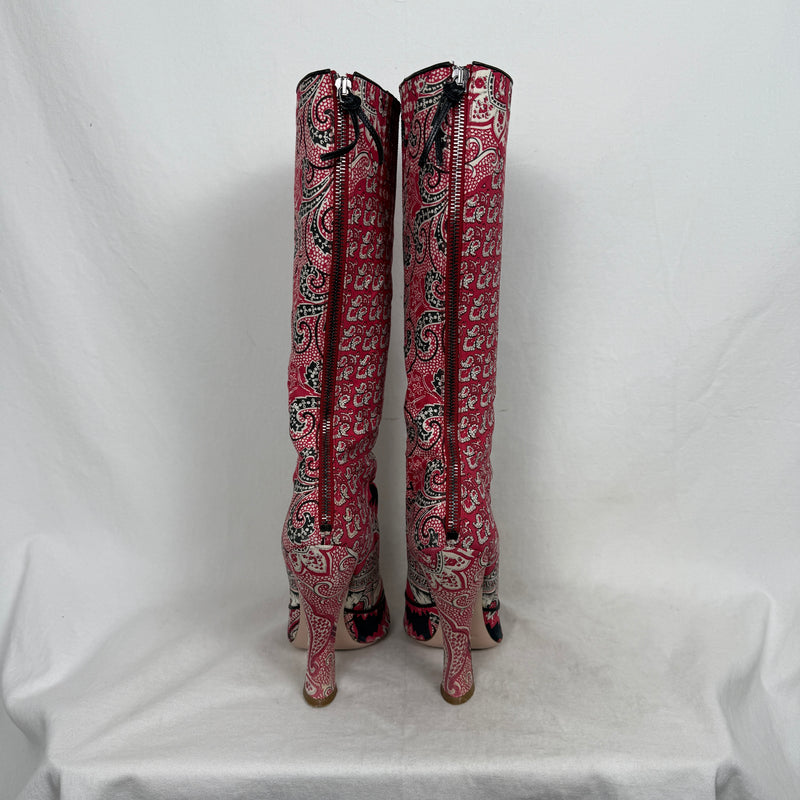 SS12 Miu Miu Folk Pattern Heel Boots