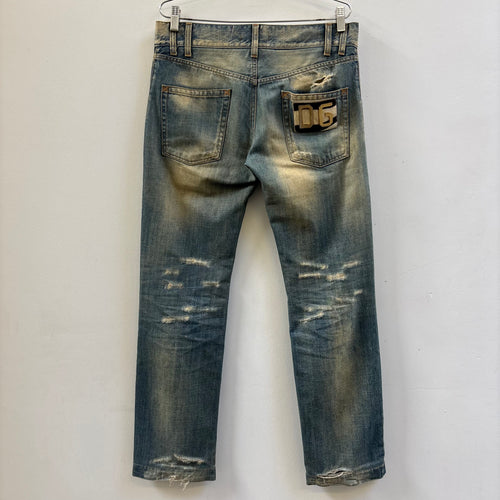 00s Dolce & Gabbana Zebra Patch Dirt Wash Jeans