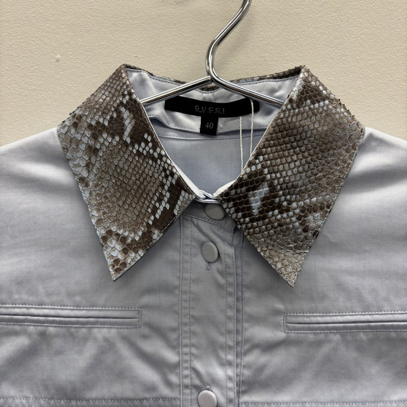 Gucci Snakeskin Collar Button Up Shirt